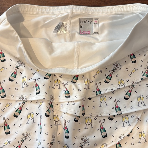 Lucky in Love Champagne Print Cream Skirt. Tennis . Size M - Picture 3 of 7